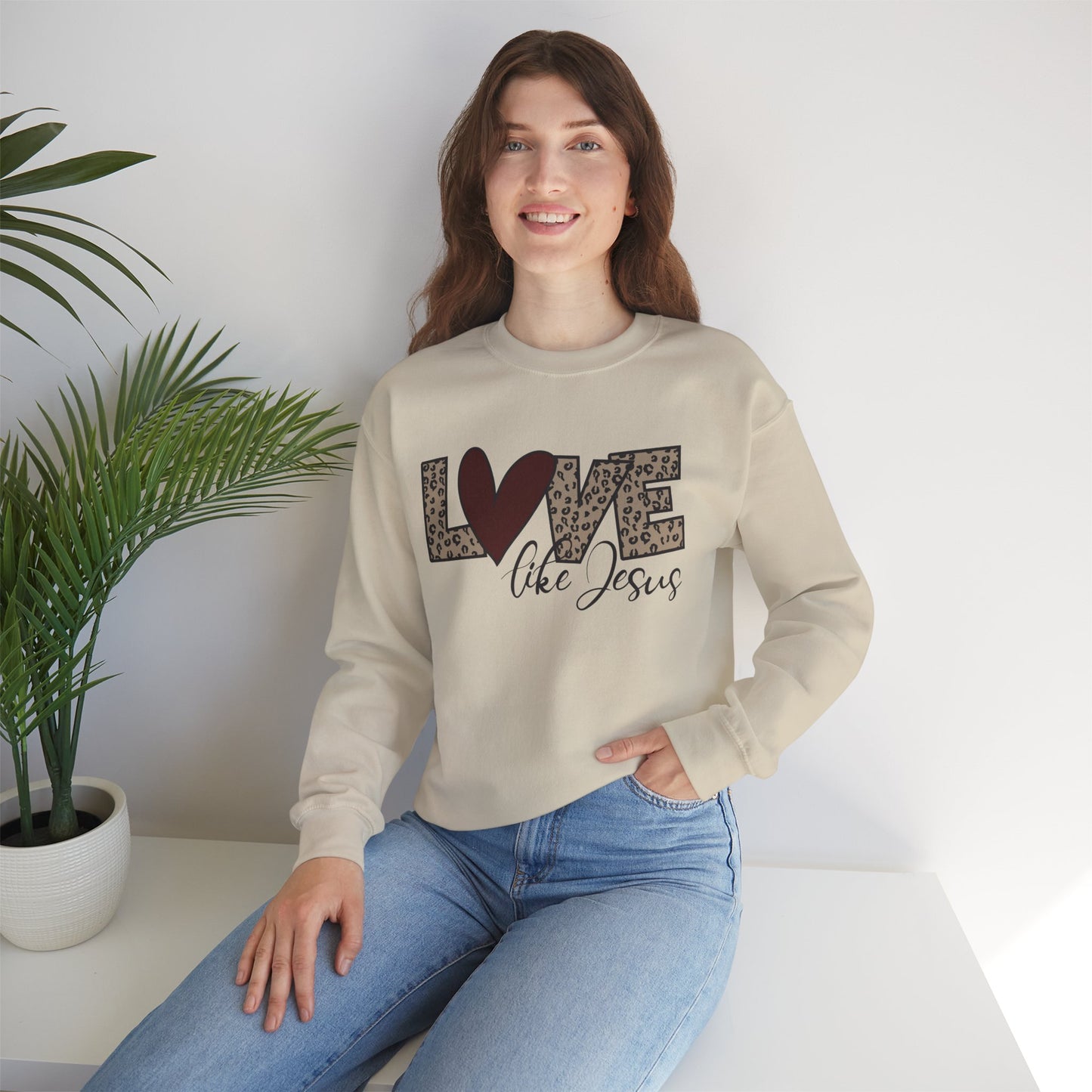 Love Like Jesus Animal Print Unisex Heavy Blend™ Crewneck Sweatshirt