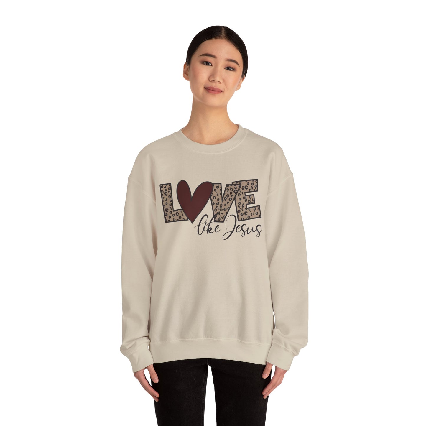 Love Like Jesus Animal Print Unisex Heavy Blend™ Crewneck Sweatshirt